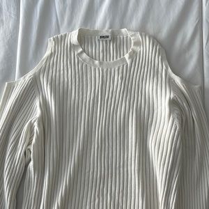 Ribbed cold shoulder sweater
